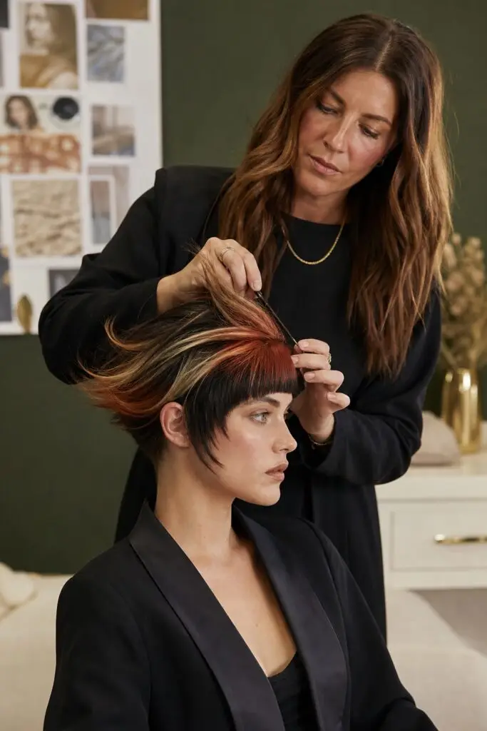 Hairdressing Level 3 learner developing advanced cutting and colour skills